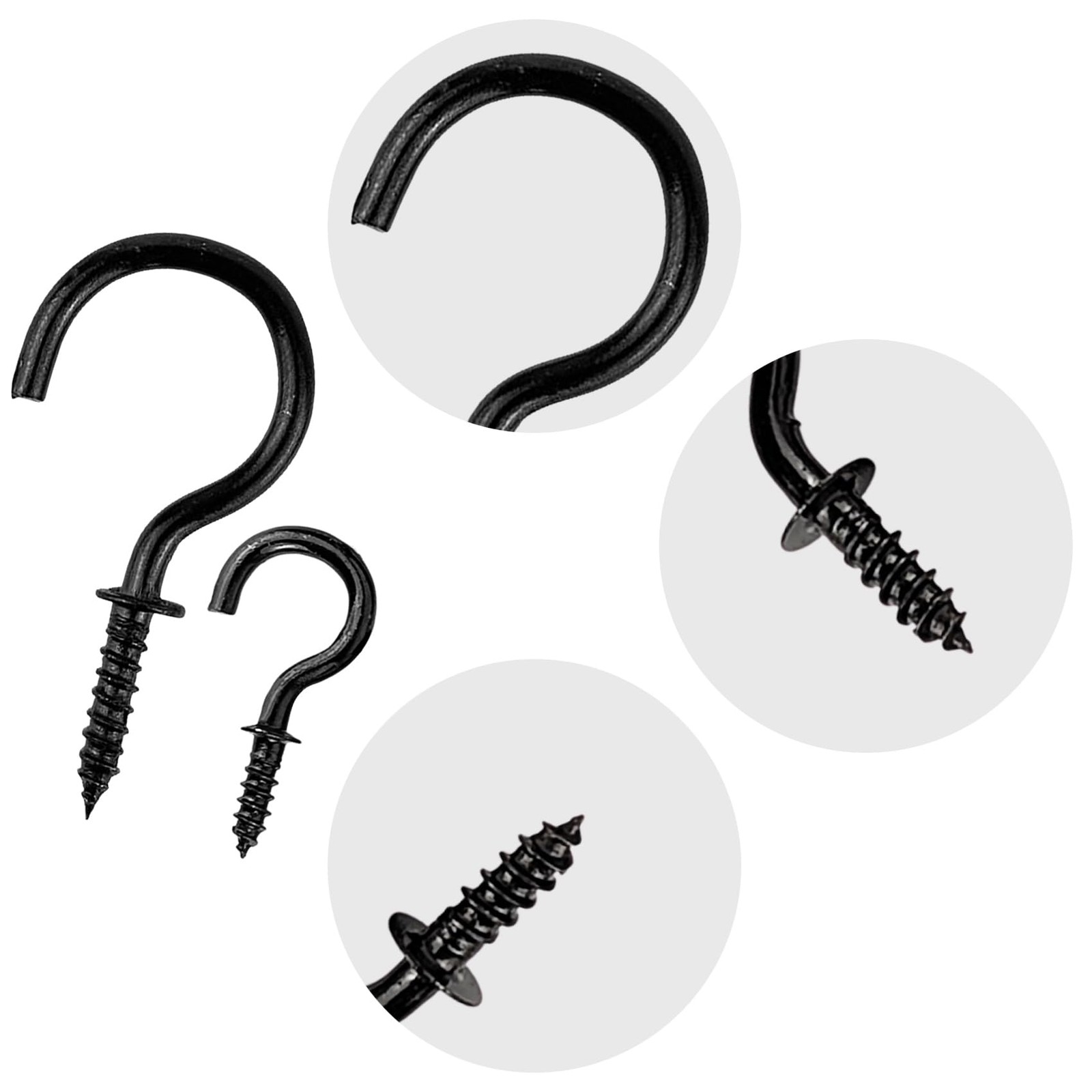 Yeetandoo 50 PCS 1/2IN Screw in Cup Hooks，Mounted on Wall 1/2 IN, Black
