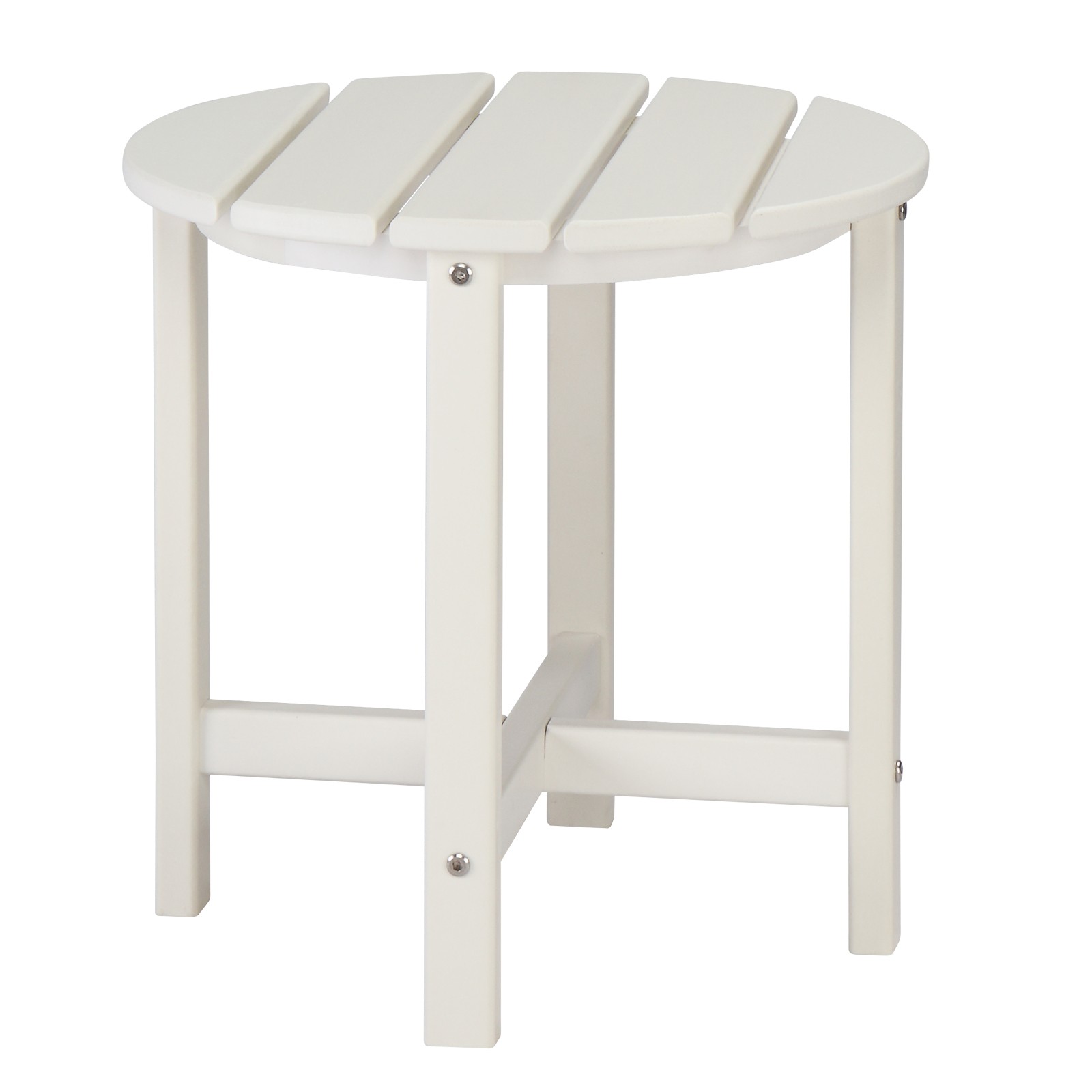 46cm Round White HDPE Side Table, Single Layer Modern Accent Table