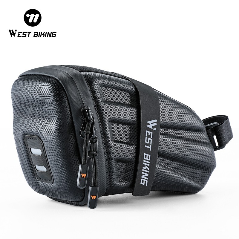 WEST BIKING Bicycle Saddle Bag EVA Carbon Pattern Hard Shell Bike Seat Tail Bag