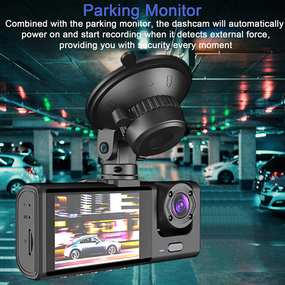 HD 1080P 3 Lens Car Dash Cam Video Recorder With G-sensor Front & Rear Camera