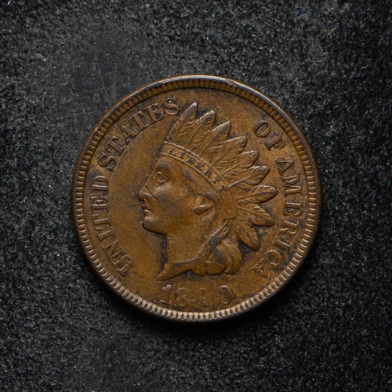 1890 Indian Head Cent Die Crack Through Date XF+ (bb16315)