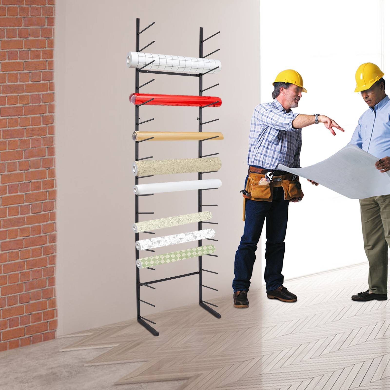 17-Tier Wall Mounted Blueprint Storage Rack for Organized Drawings