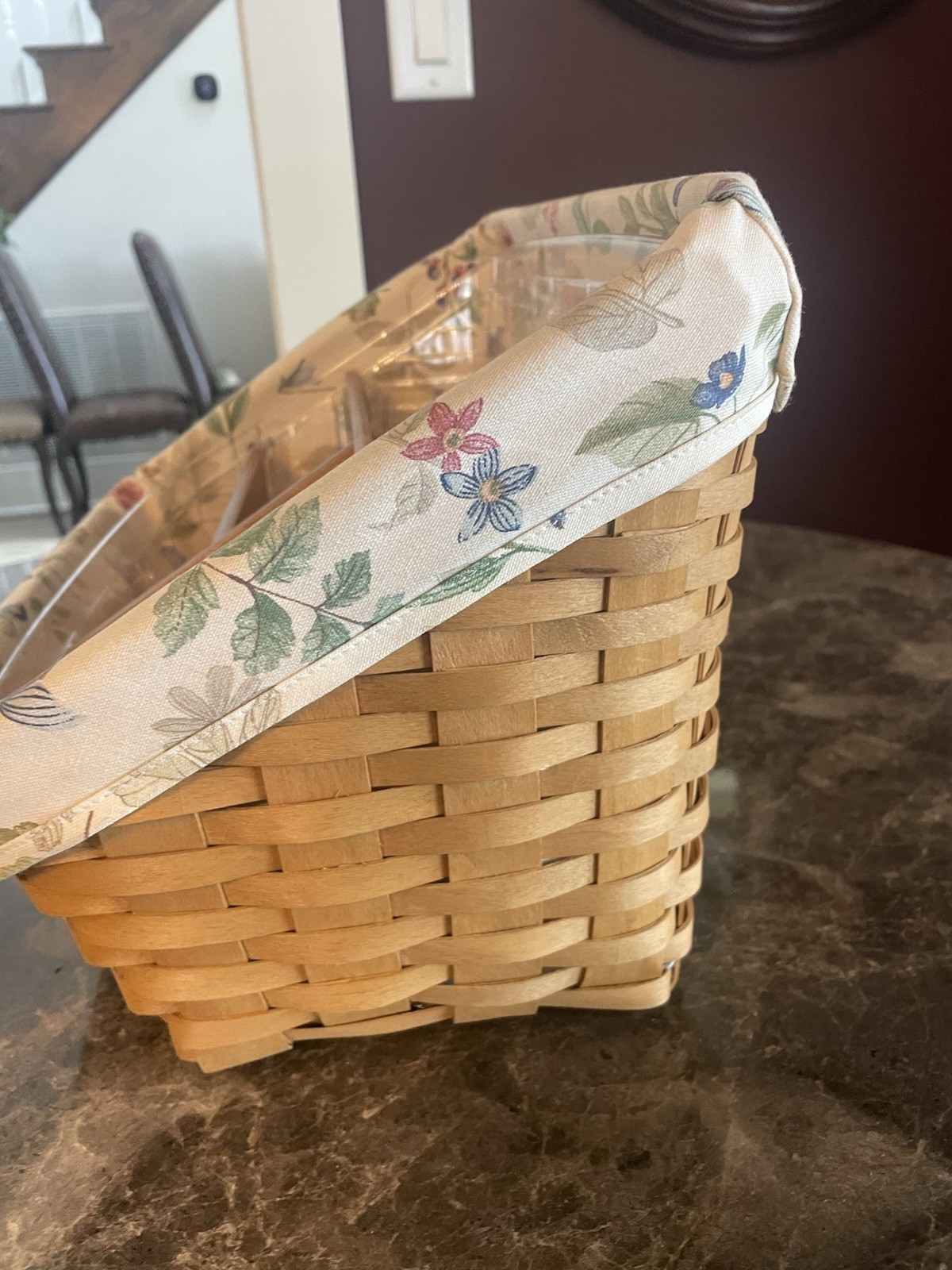 Longaberger Large Desktop 2002 Basket & Botanical Fields Liner & Protector