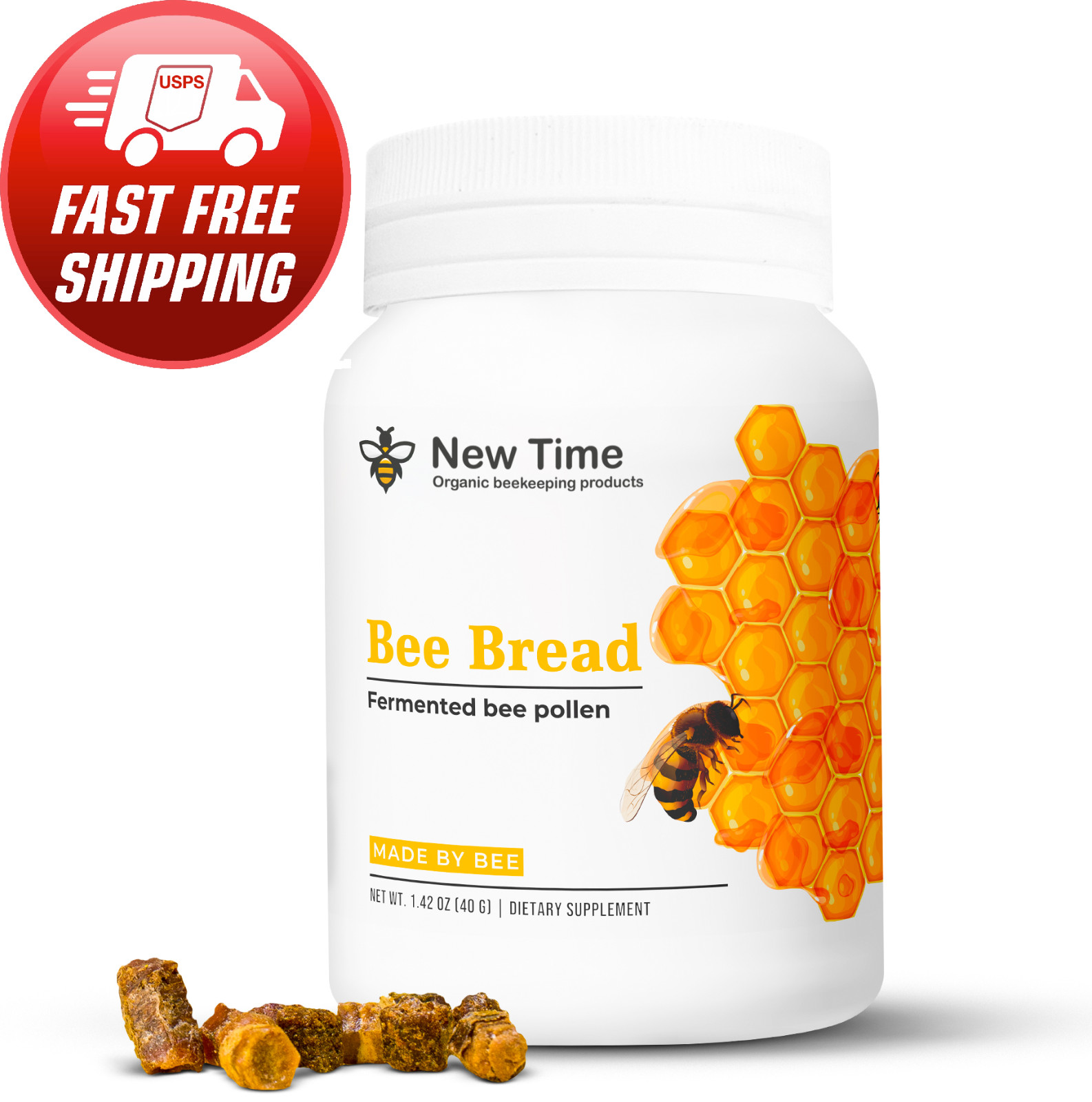 Bee Bread Pastilles Perga Pure Fermented Pollen Organic Supplement 1.42oz/40g