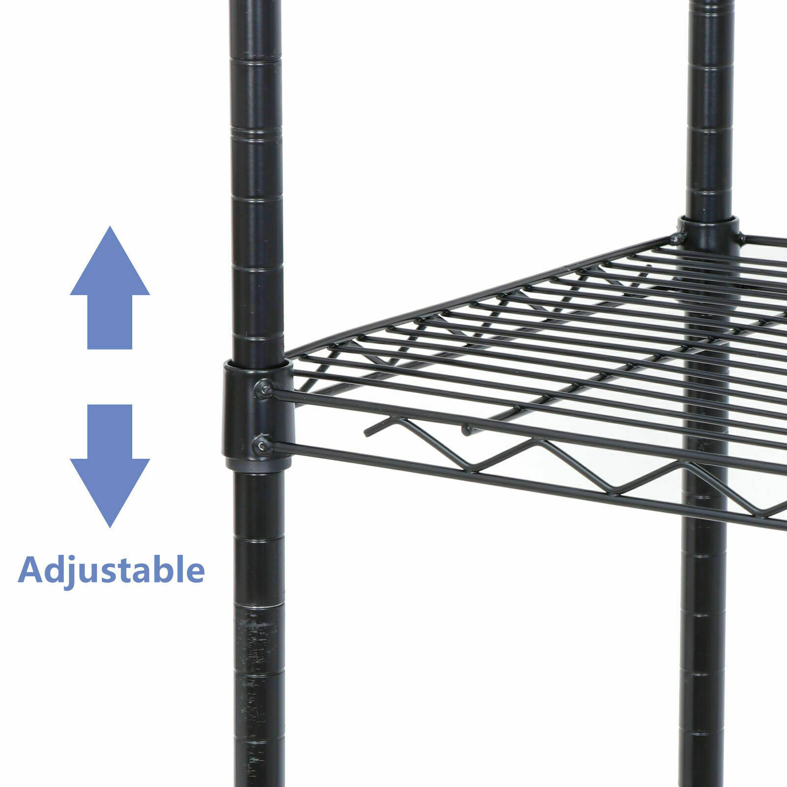 2X 5 Layer Unit Wire Rack Storage Shelf Black Holder Kitchen Display w/ 4 Wheels