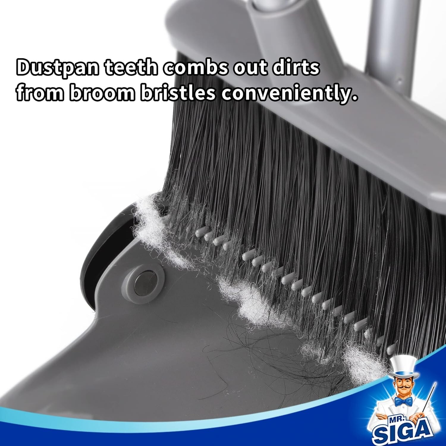 Stylish Gray Broom and Dustpan Set with Comfort Grip for Stress-Free Cleaning