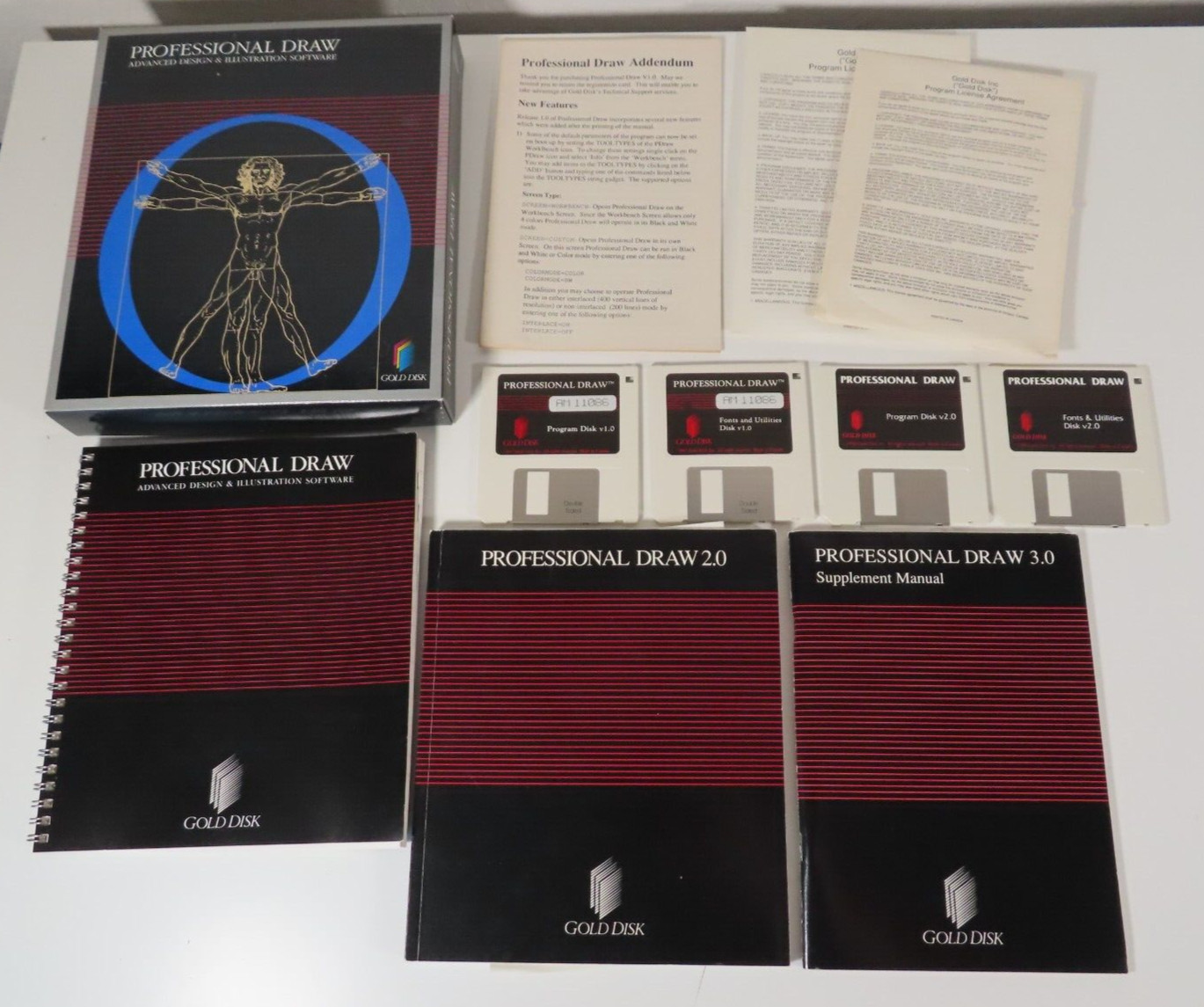 Amiga Professional Draw Software Gold Disk Ver. 1 and 2 Disks w/ Manuals *READ*