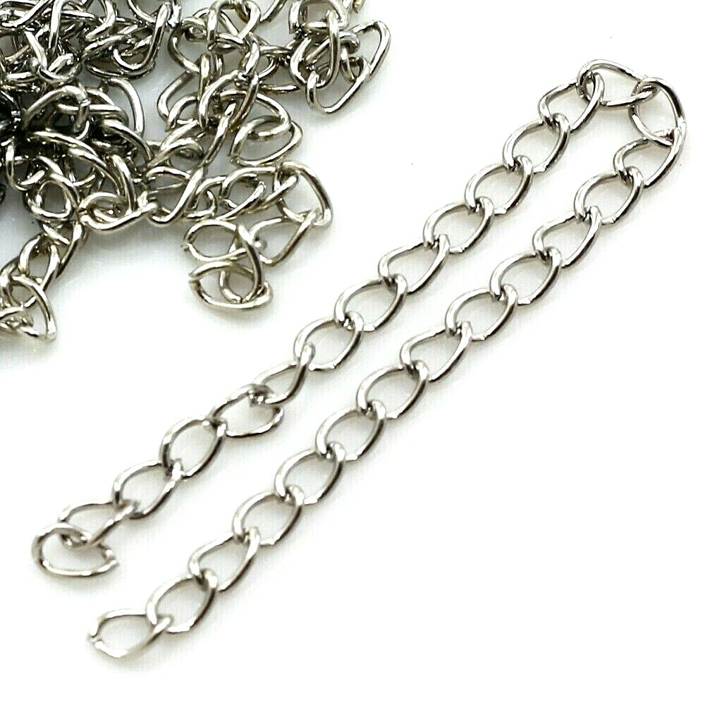 Silver Plated brass Threader Extenders Chain 5x4mm 5" 6pcs Beading Hang bag