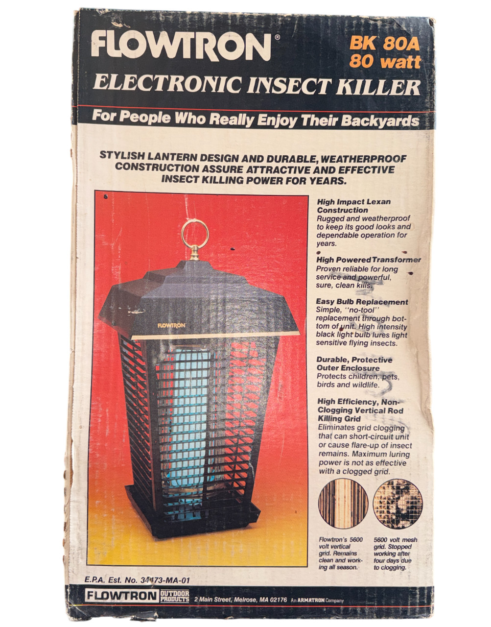 Vintage Flowtron Bug Zapper BK80A 80 Watt USA NOS New
