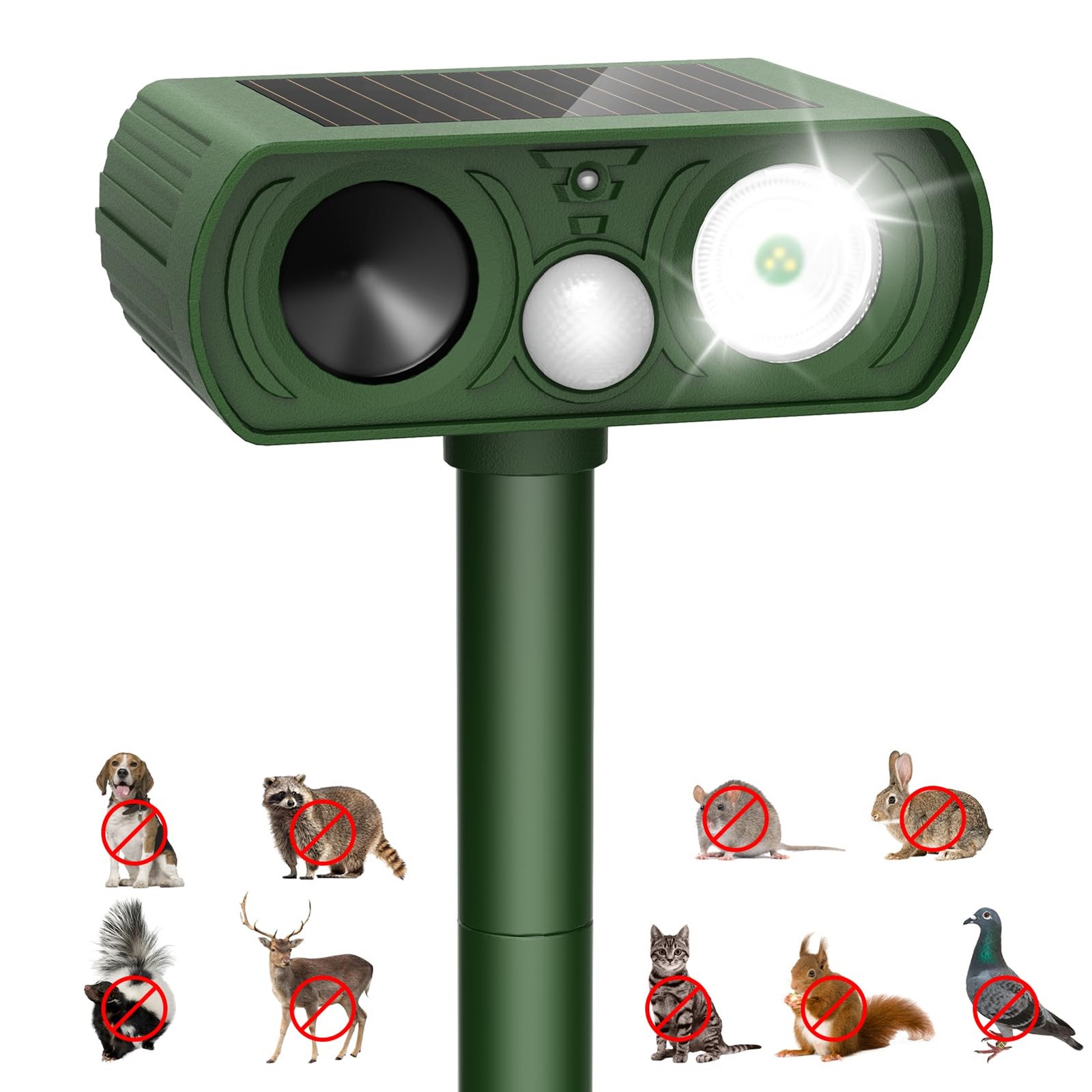 Solar Ultrasonic Animal Repellent Outdoor Motion Sensor Flashing Light motion