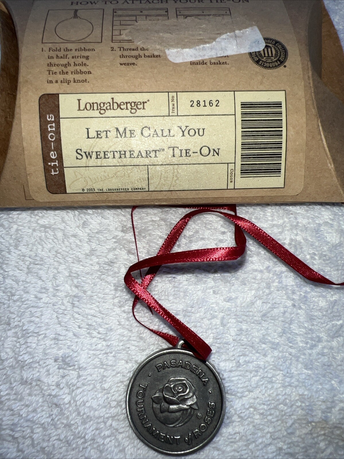 Longaberger Knob “ Let Me Call You Sweetheart” Tie On