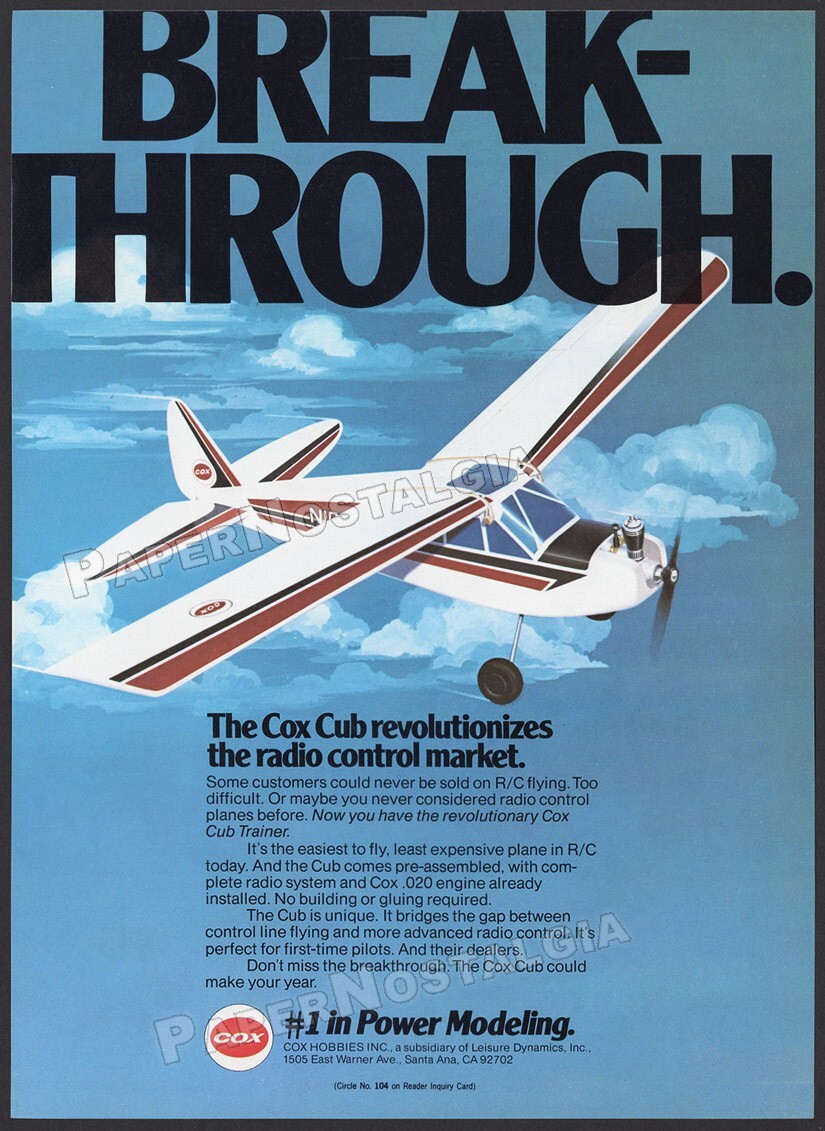 COX Hobbies - Original 1979 Trade AD / ADVERT_ Cessna Radio Control Trainer _ RC