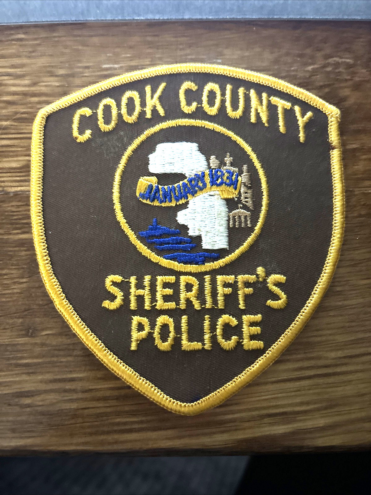 COOK COUNTY SHERIFF’S POLICE brown twill w/ cheesecloth backing