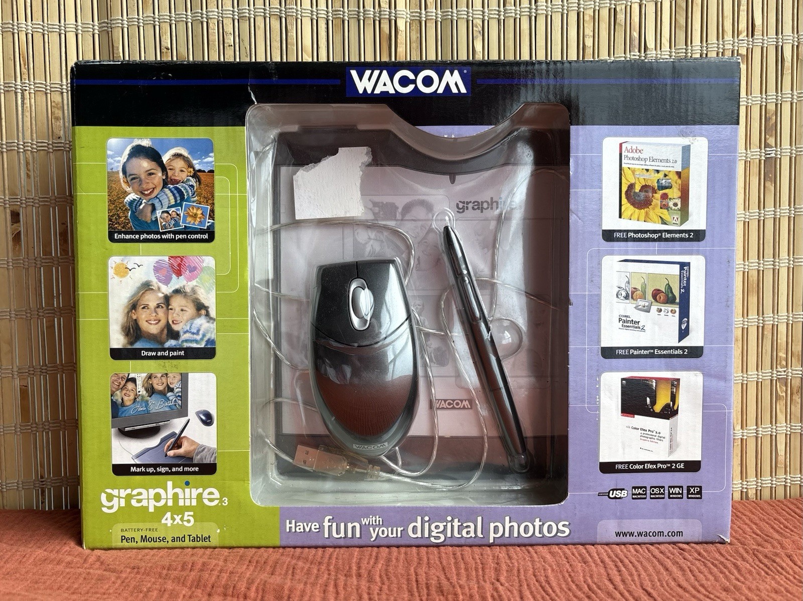 Photo Editor WACOM Graphire3 CTE-430/GO-A 4x5 Graphics Pad w/Mouse & Pen