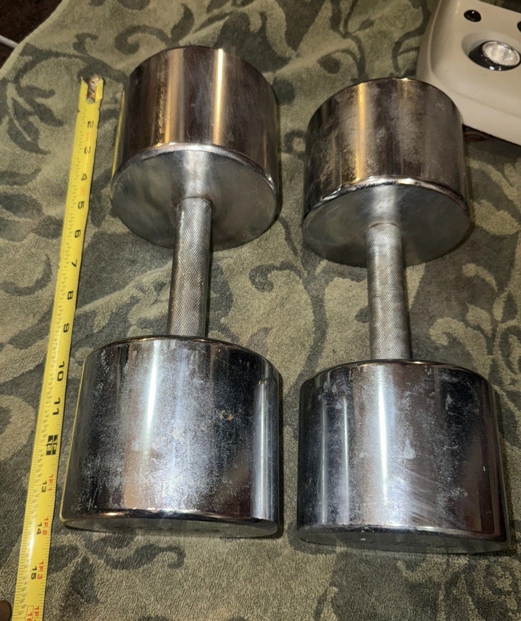 40lb Chrome 40s Dumbbells Knurled Grip Handles 40 lbs Pair 80lbs Weights Vintage