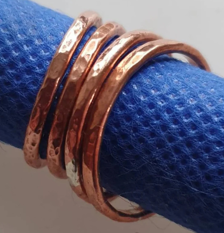 Solid Copper Minimalist Healing Handmade Unisex Ring, Stackable rings Set of 4