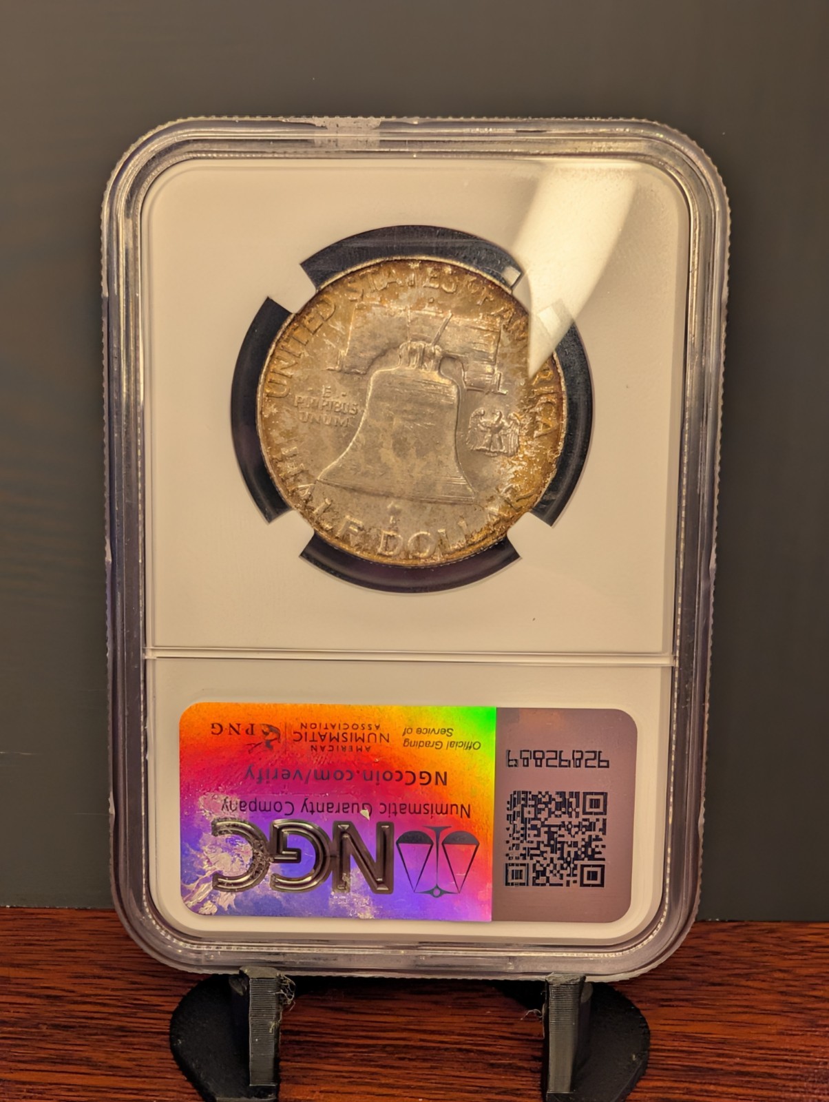 1957 D Franklin 50C Rainbow Toned NGC MS65