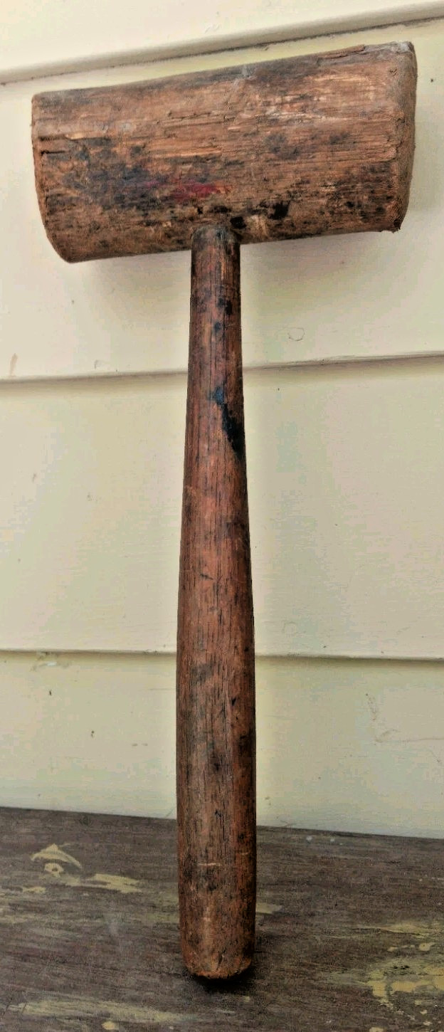 Vintage Antique Wood Mallet Hammer Rustic Primitive Country Farm Tool Handmade