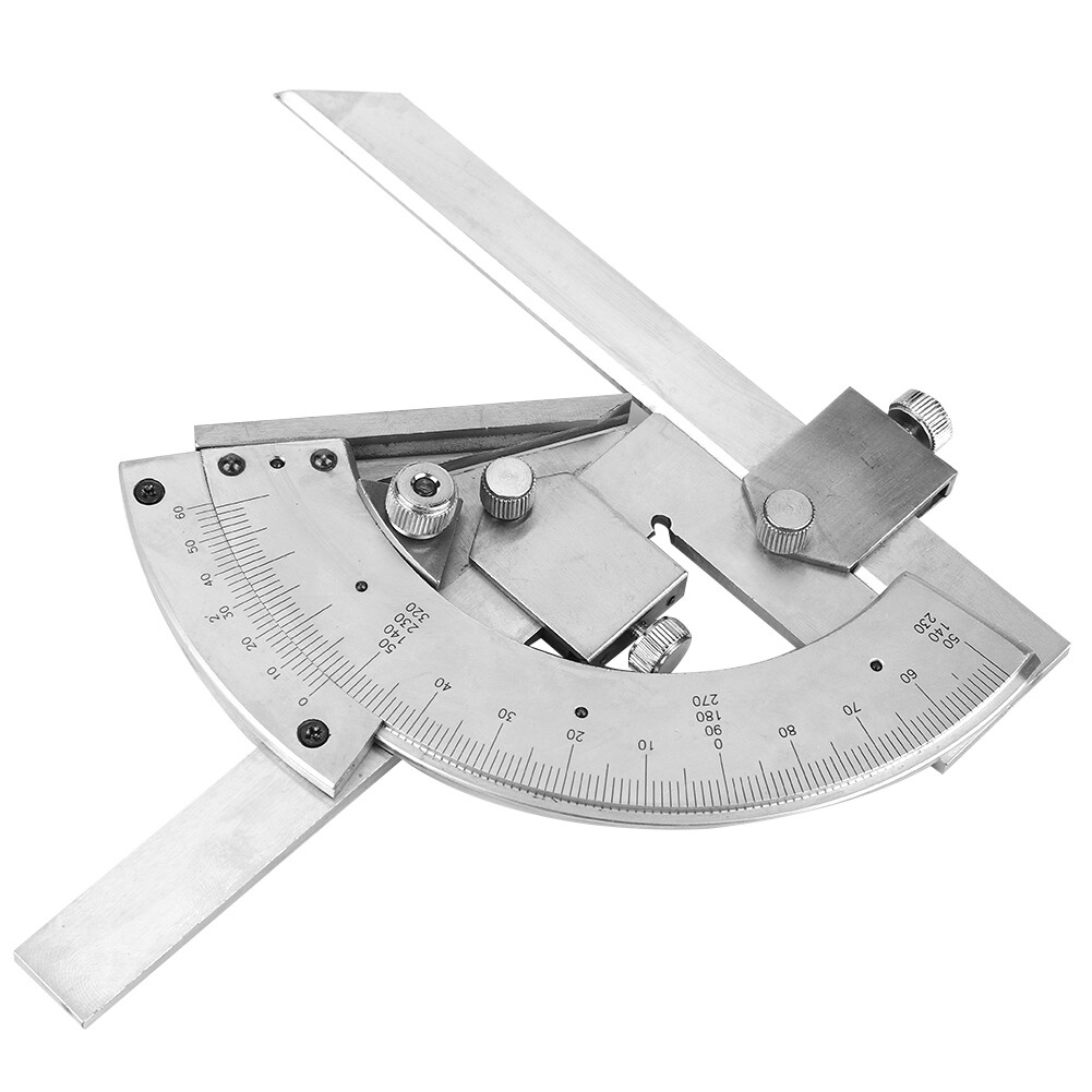 Carbon Steel Fine Tuning Angle Finder Ruler 0-320° Bevel Protractor Meter