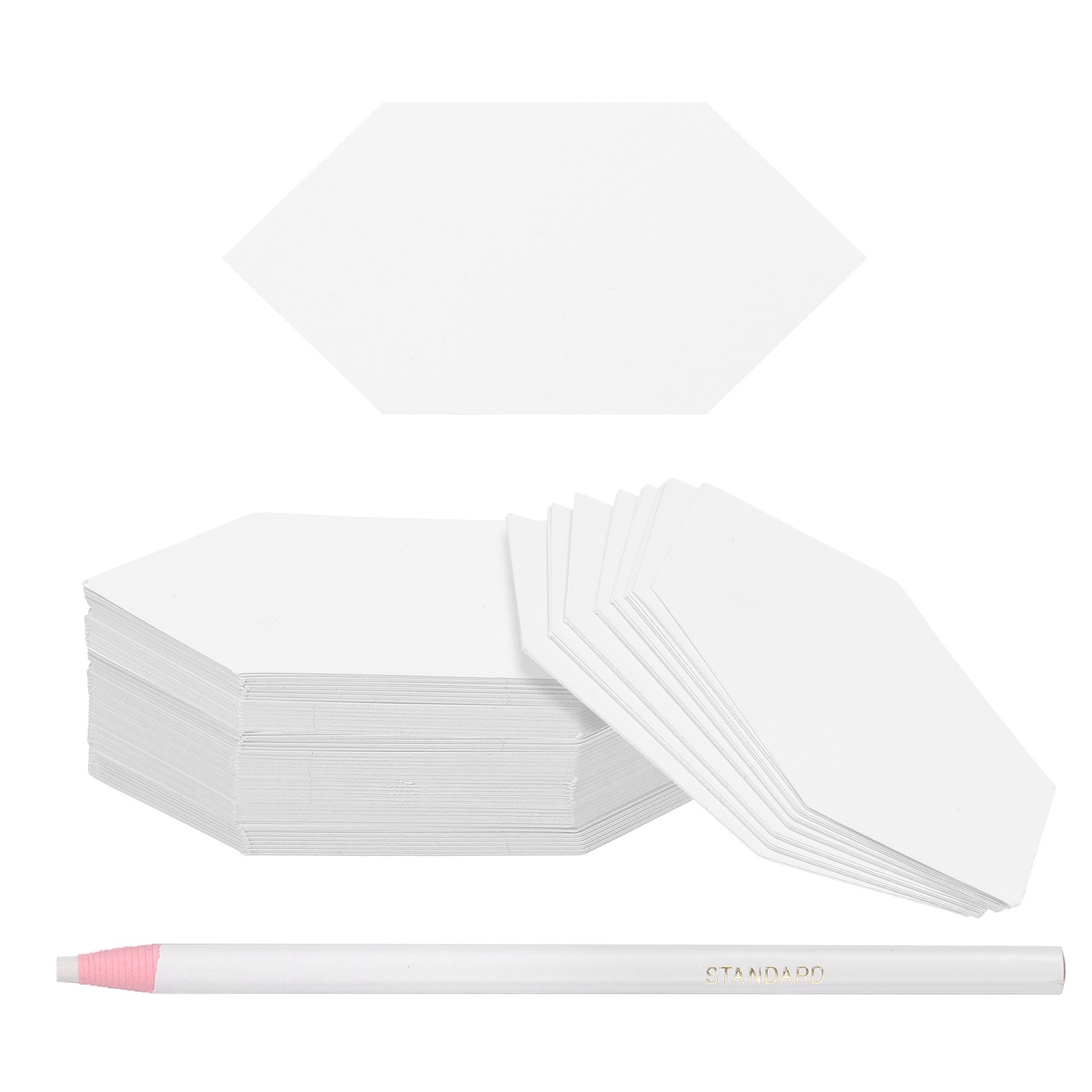 100 Pcs Gem Shape Piecing Paper for Quilting with Pen (1.6")