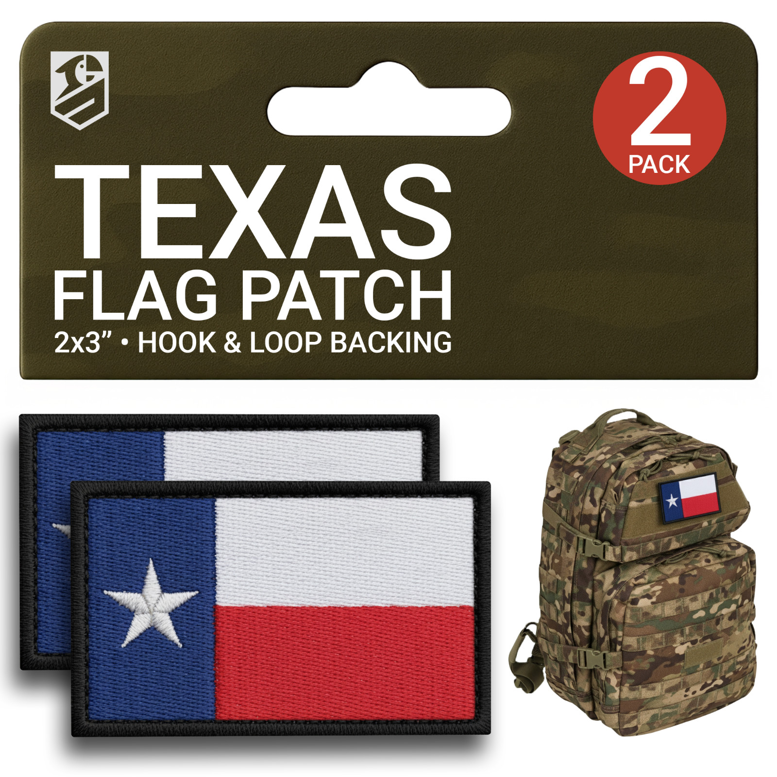 2Pcs Texas Flag Patch, Embroidered Texas State Flag Tactical Patches