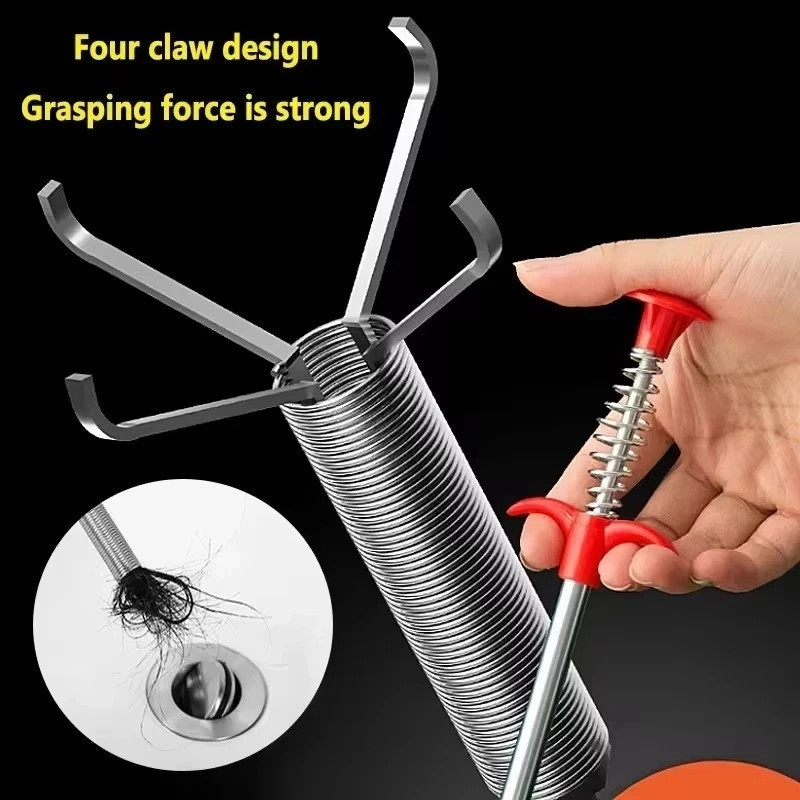 60cm Spring Pipe Dredging Tool Drain Snake Cleaner Clog Remover Kitchen Sink