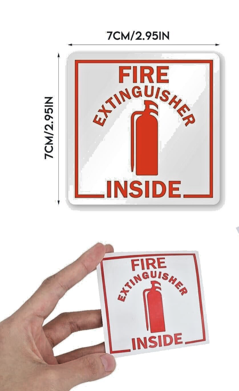 4-2.75"x2.75" FIRE EXTINGUISHER INSIDE Reflective Label UV resistant, waterproof
