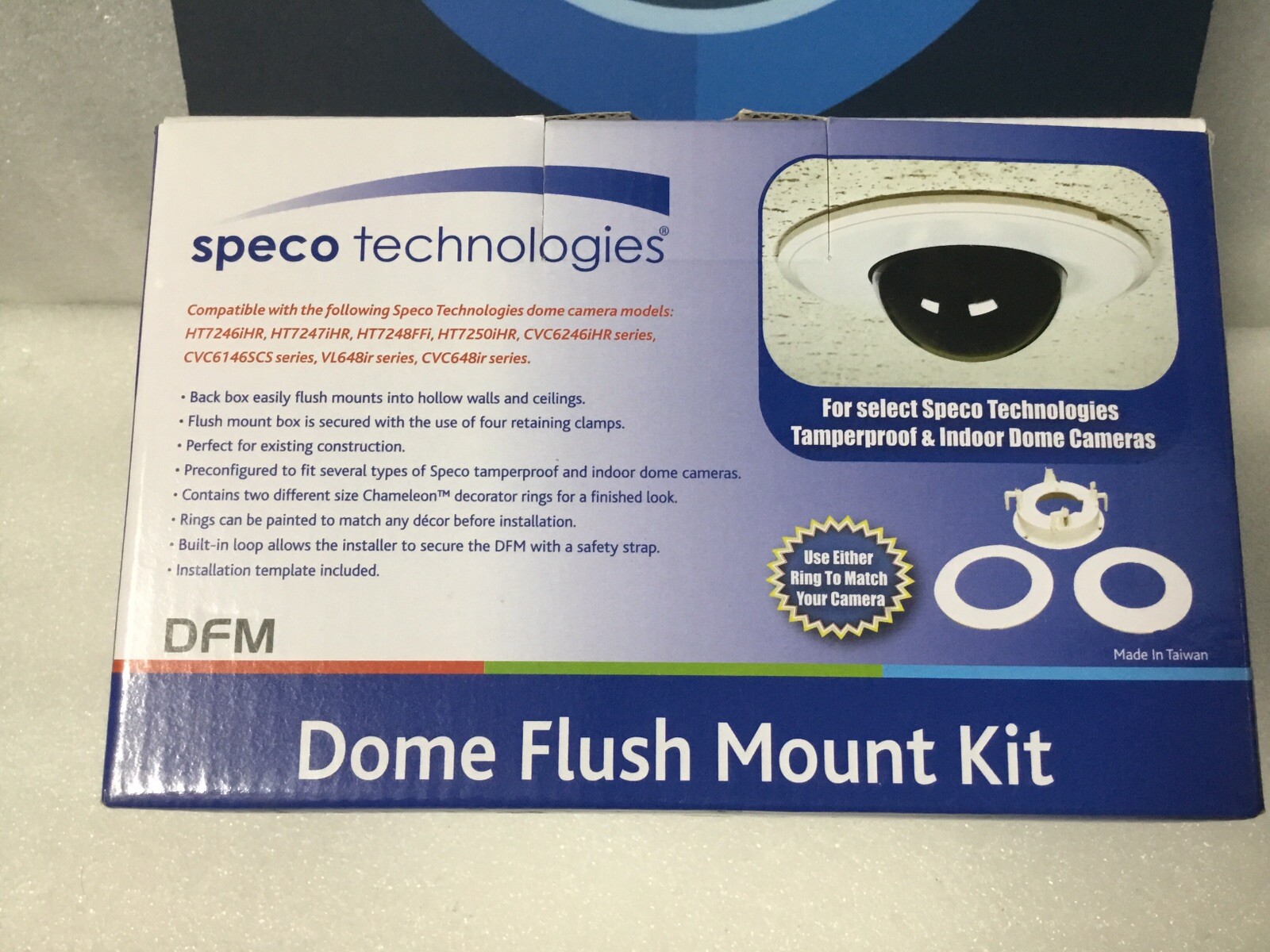 Speco Technologies DFM Tile Ceiling Flush Mount Kit For Dome CCTV Cameras NEW!