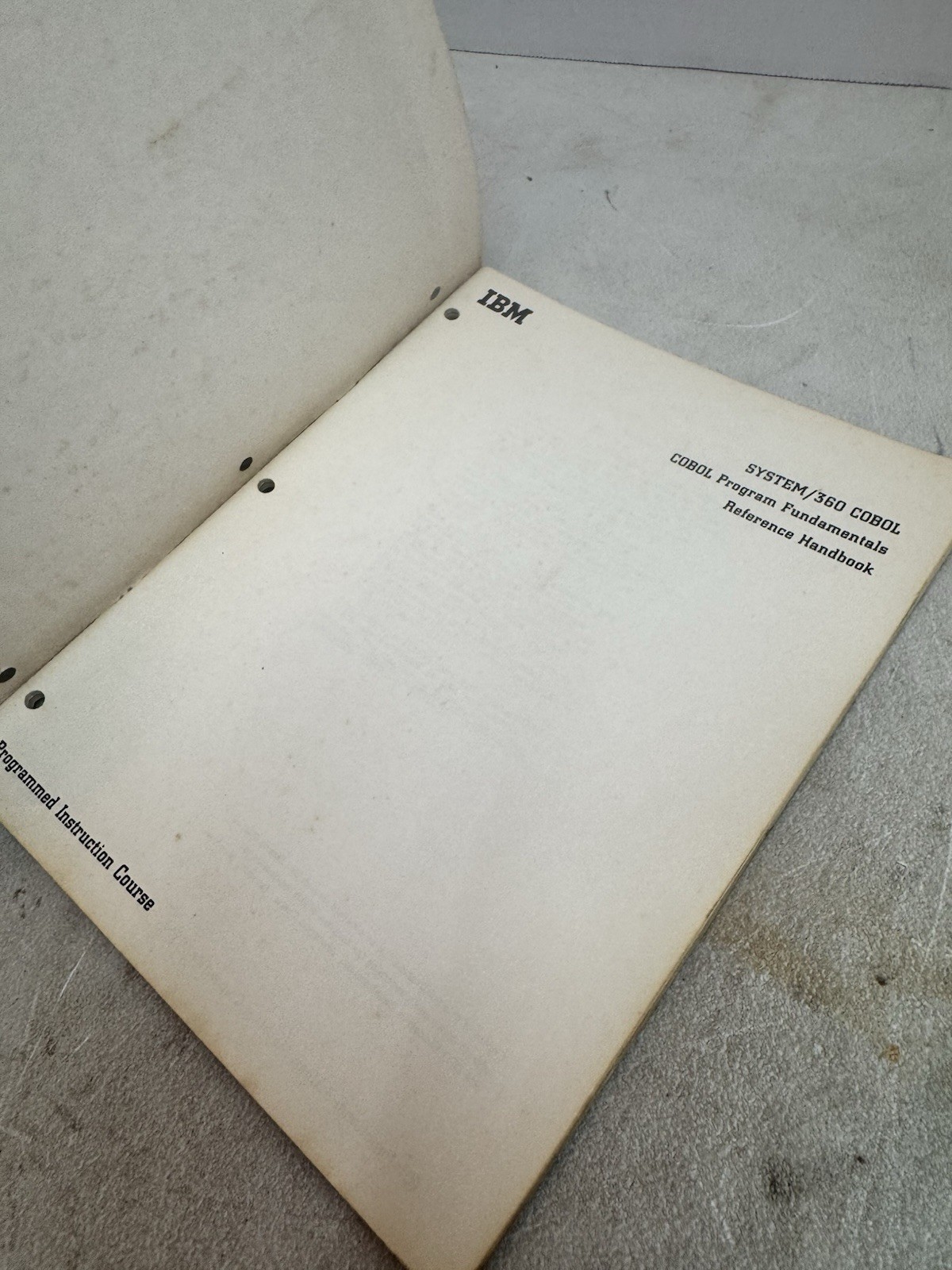 IBM System/360 COBOL Program Fundamentals Reference Handbook Vintage Manual