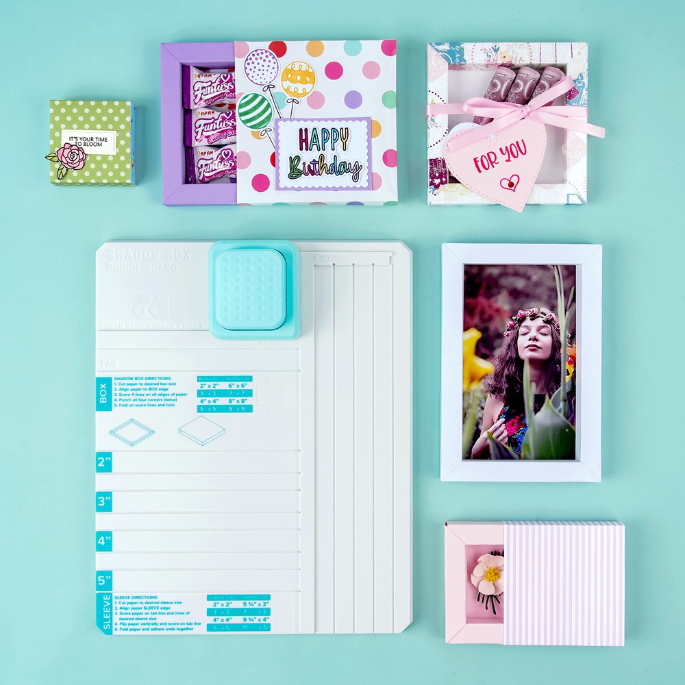 Shadow Box Punch Board for DIY Paper Craft Making Shadow Boxes and Sleeves