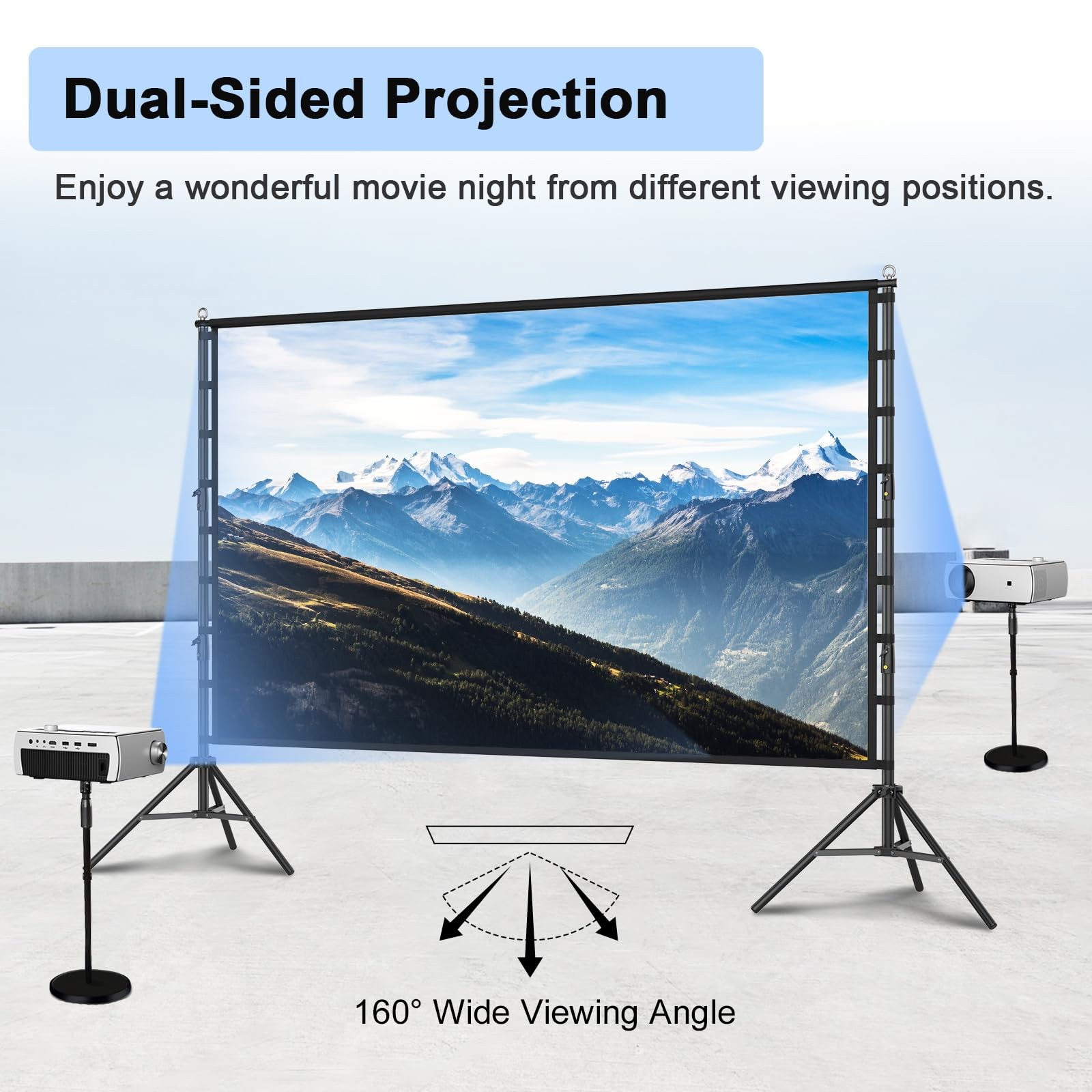 200 Inch Outdoor Projector Screen with Stand, 35mm Frame