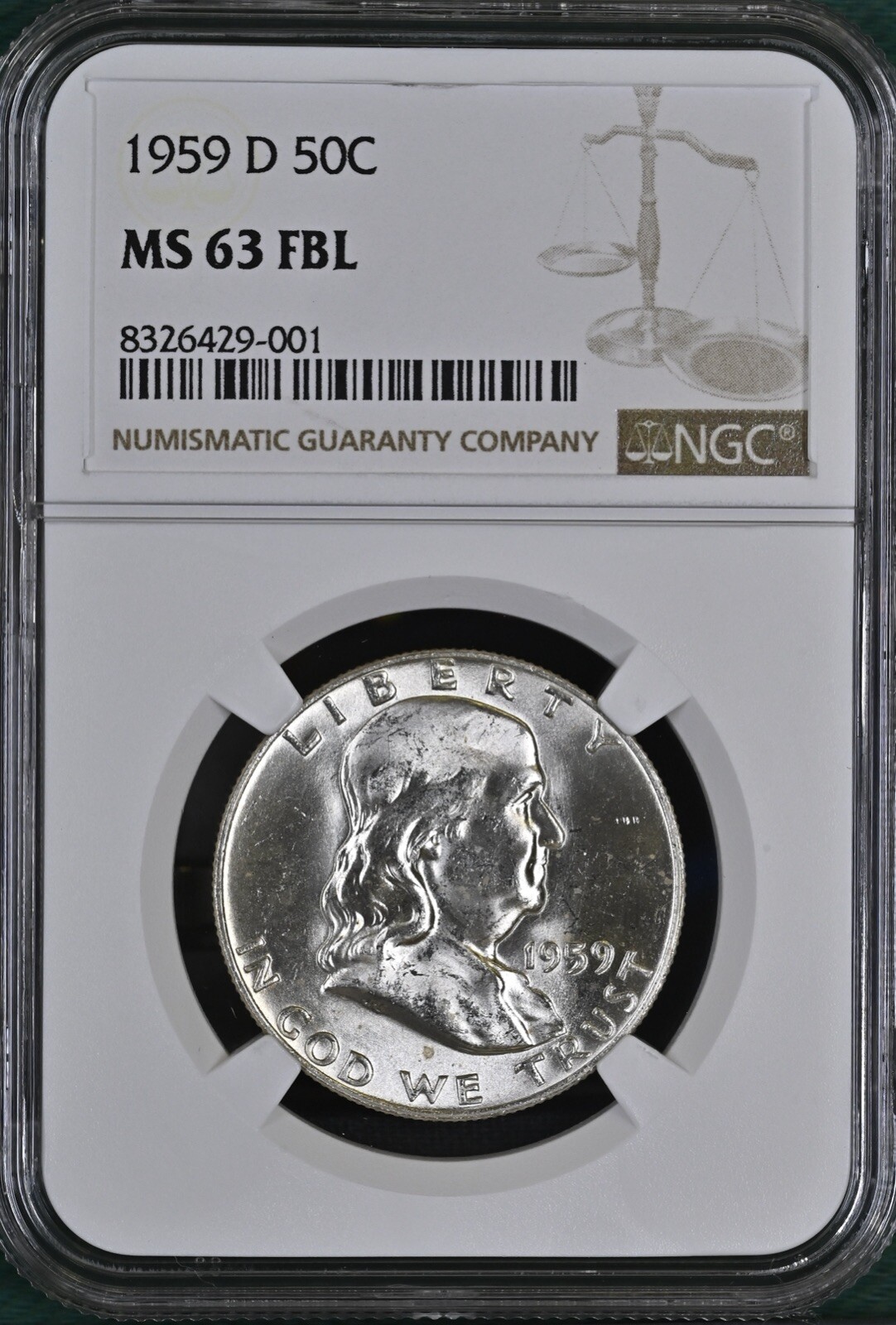 1959 D Franklin Half Dollar 50¢ NGC MS 63 FBL EB