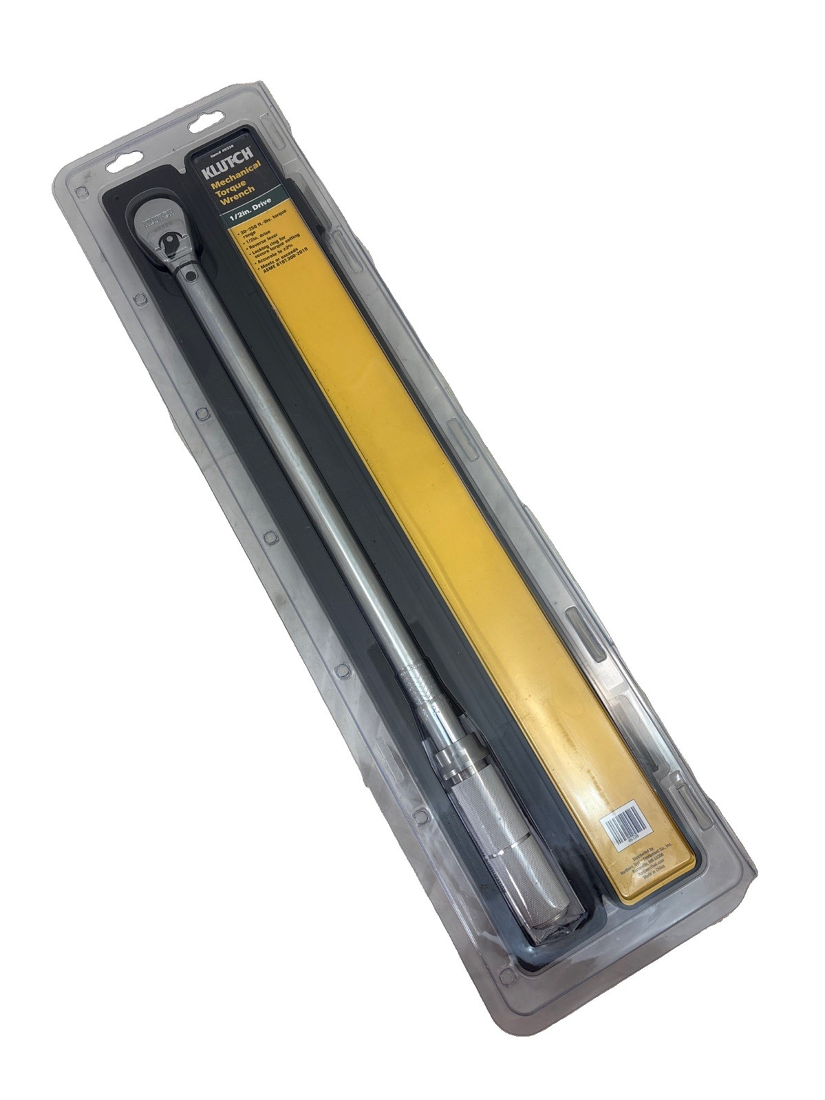 Klutch 24in. Mechanical Torque Wrench, 1/2in. Drive, 30–250 ft./lbs. Max., Steel