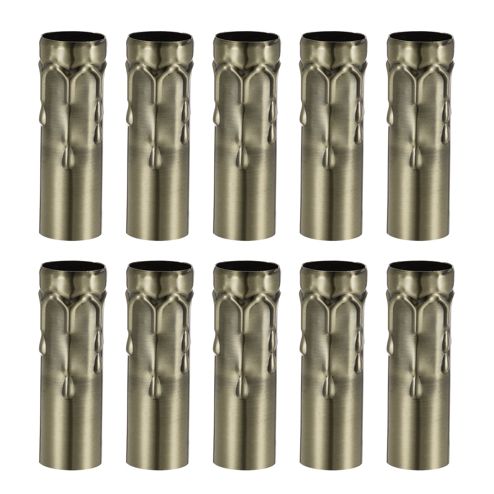 Candle Shape Socket Covers Sleeves 3 Inch Iron Candelabra Base Bronze Pack of 10