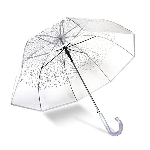 Bubble Umbrella – See Through, Rain & Windproof Umbrella - Perfect Silver Dots