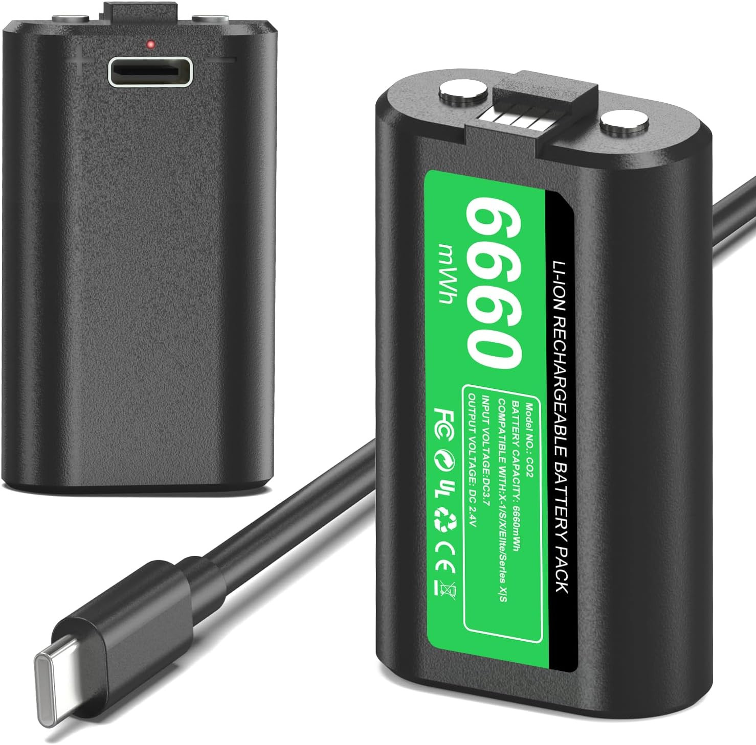 Rechargeable Controller Battery Pack for Xbox One/Xbox Series X|S, 2X6660Mwh Bat