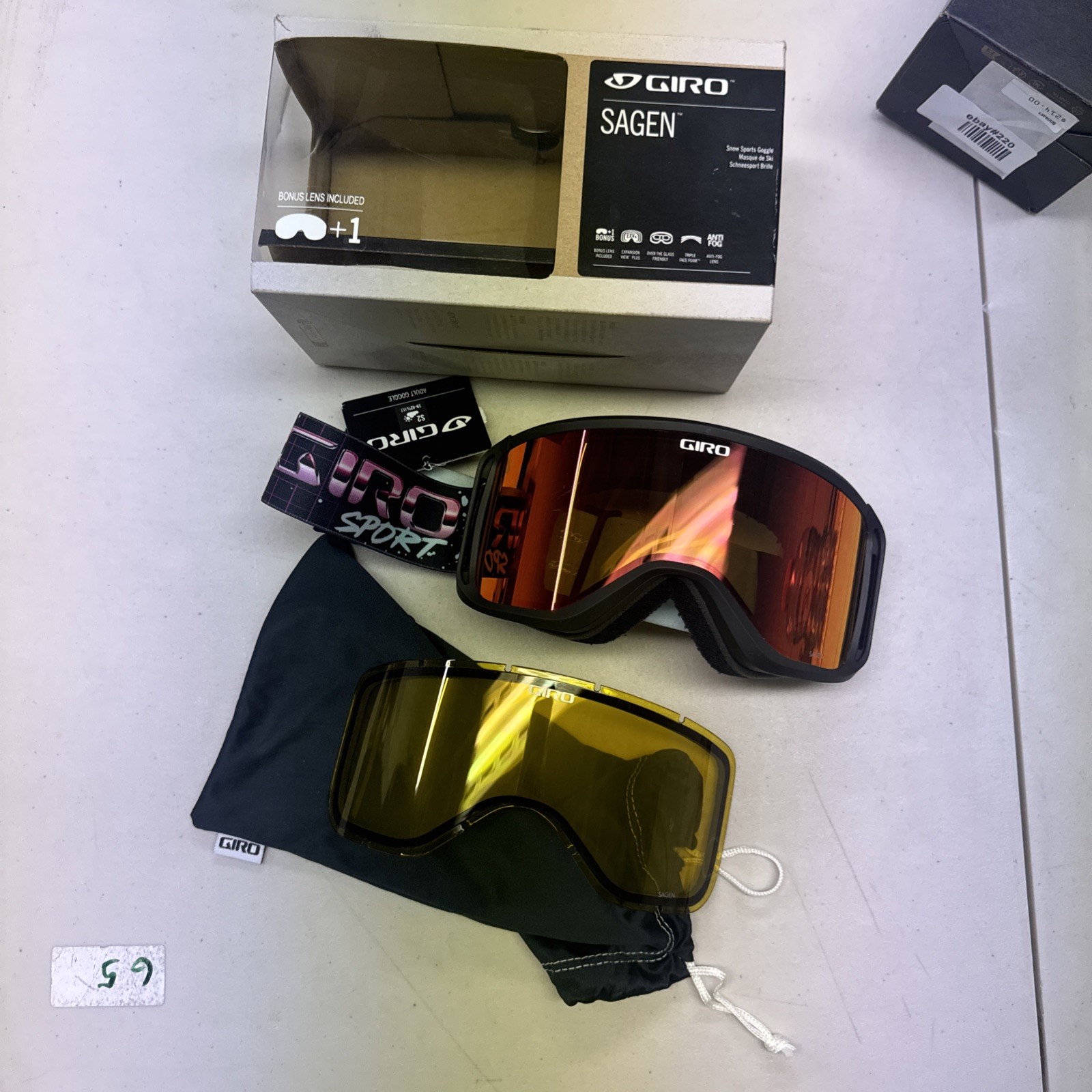 Giro SAGEN Adult Snow Sports Goggle Color Dark Shark Thirds Lens Amber Scarlet