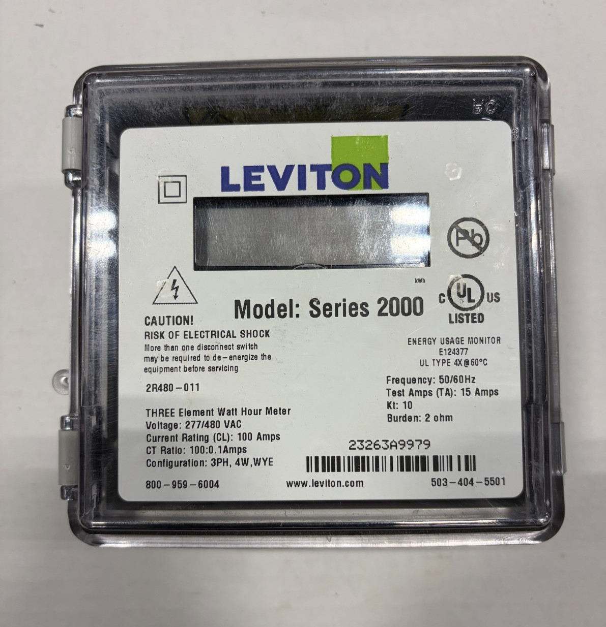 Leviton Series 2000 2R480-011 Outdoor version No CTs submeter