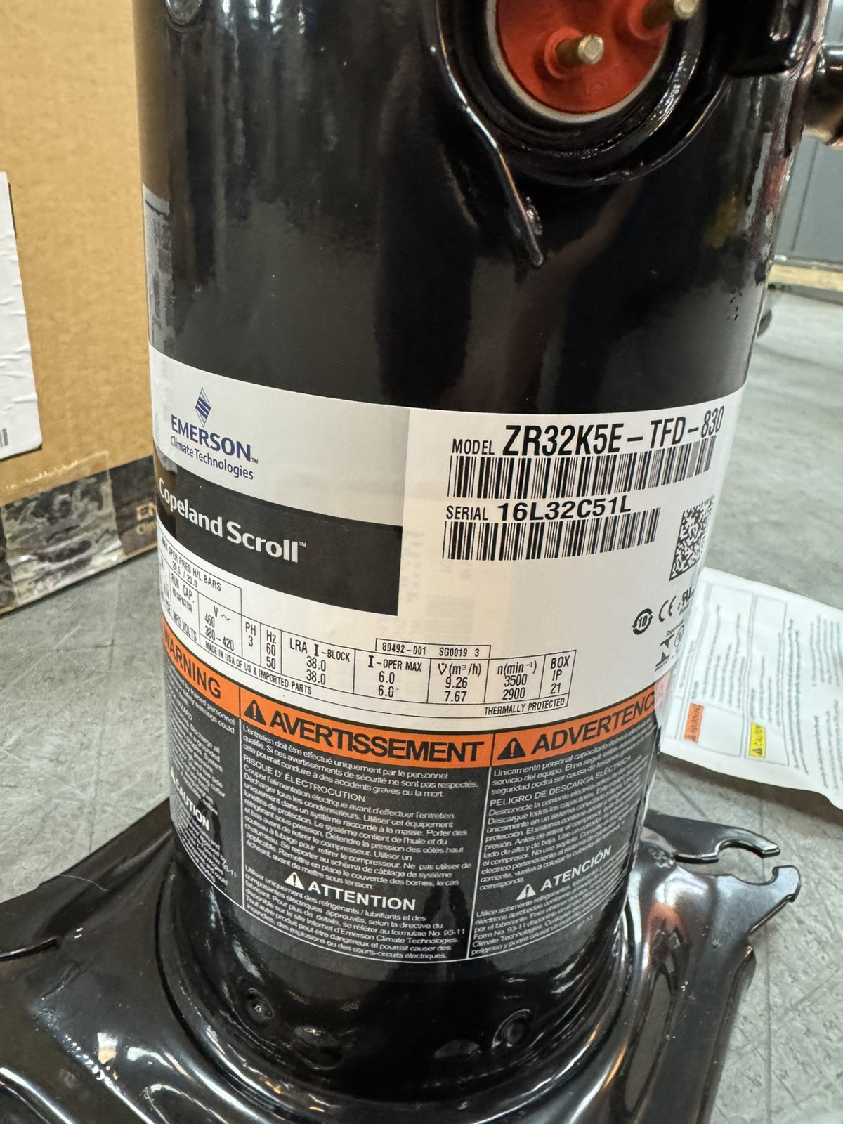 NEW!! NOS COPELAND SCROLL ZR32K5E-TFD-830 COMPRESSOR