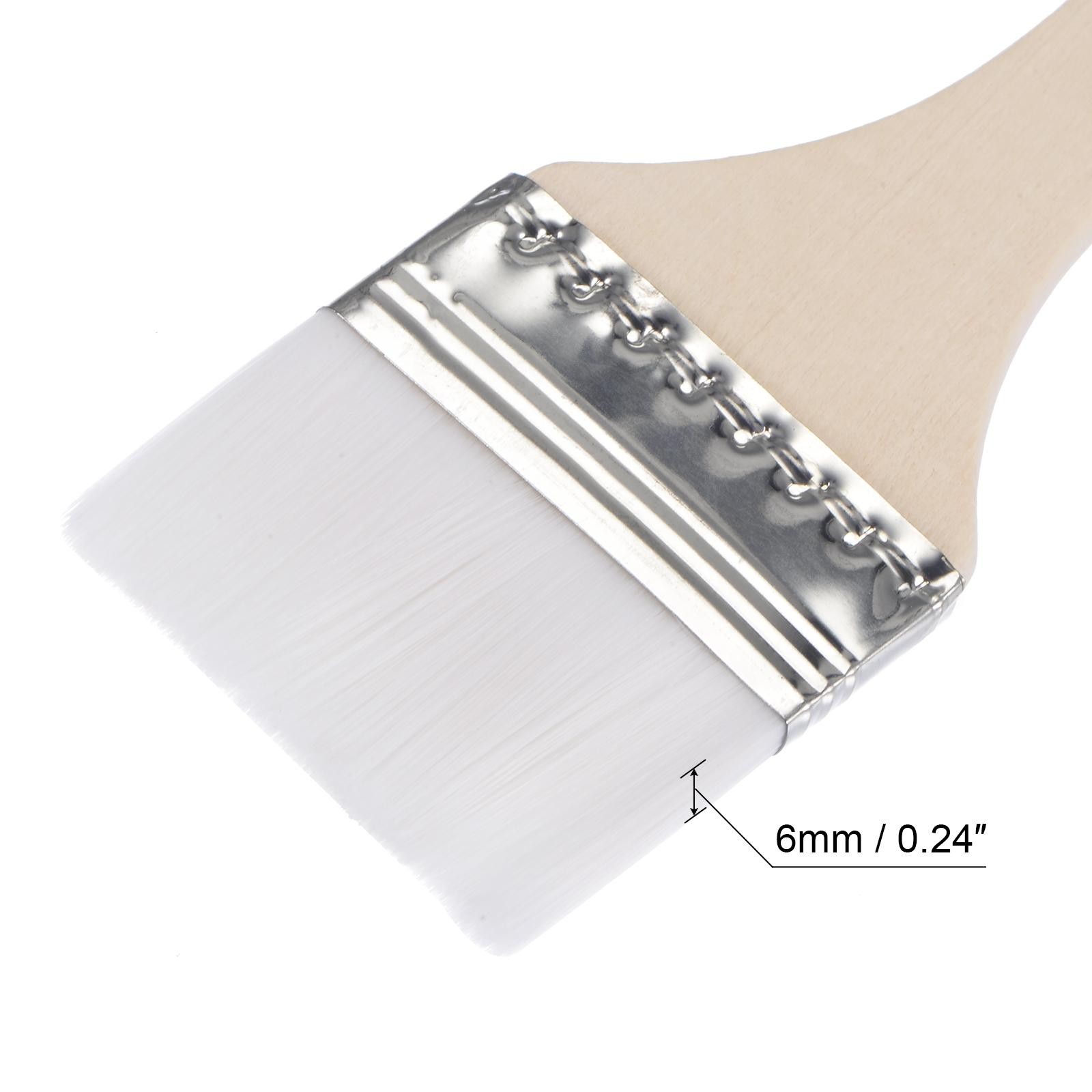 6" Paint Brush 2" Width Soft Nylon Bristle with Wood Handle White 12Pcs