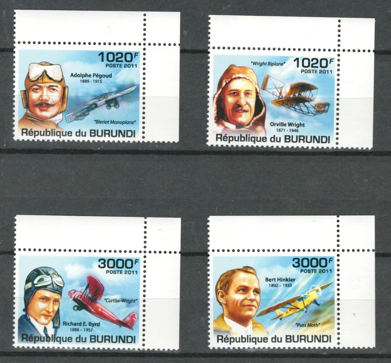 BURUNDI FRENCH AFRICA  CELEBRITIES AIRPLANES AVIATION MNH SET LOT (WW 335)