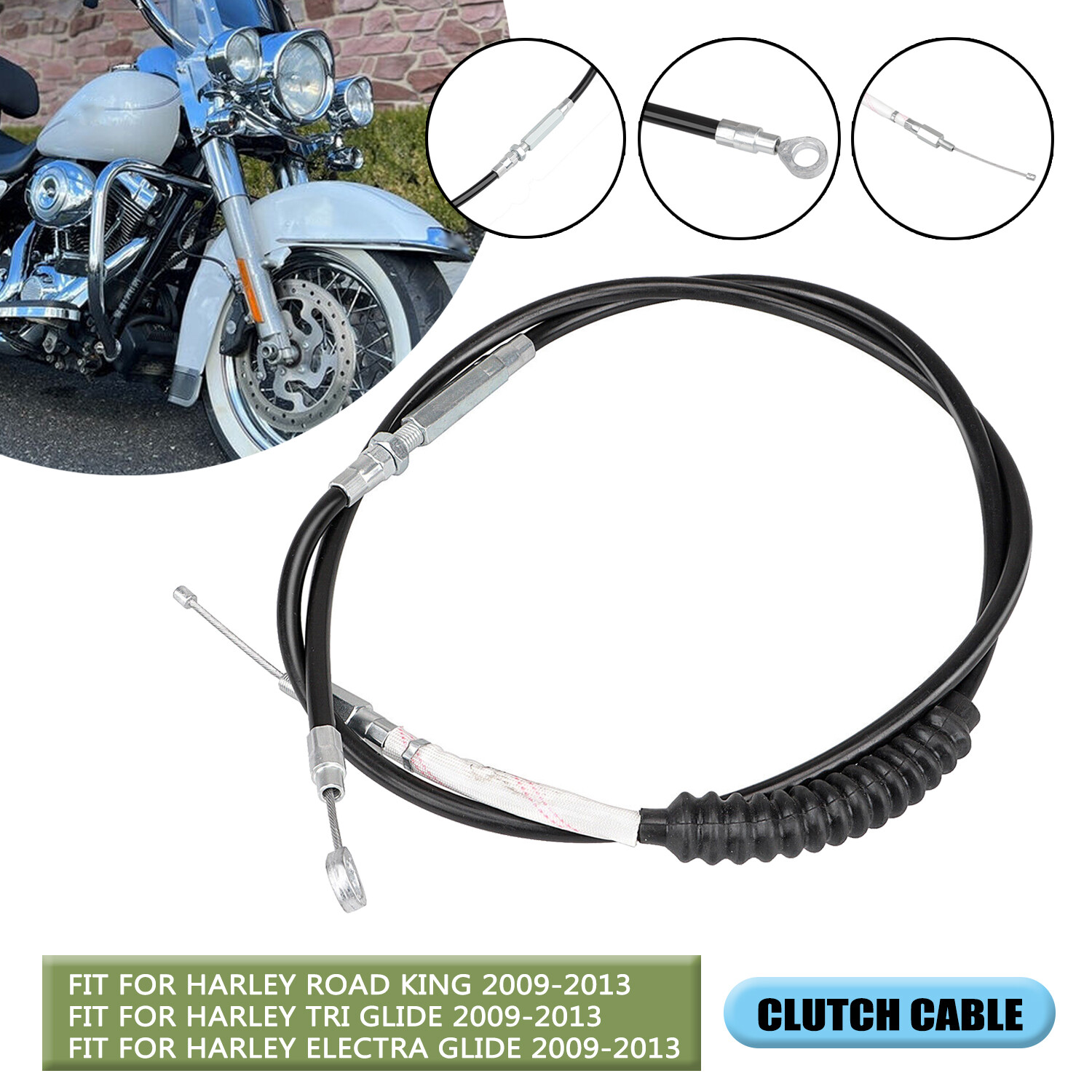 Black 220cm 86.6" Clutch Cable Wire Line For Harley Electra Glide FLHTC FLHTK