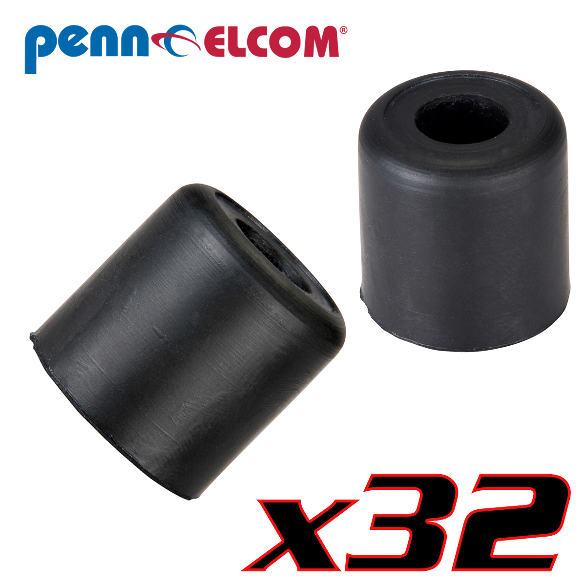 32 Pack Penn Elcom F1690 Rubber Cabinet Foot 1" Dia. x 1" H Heavy-duty Black