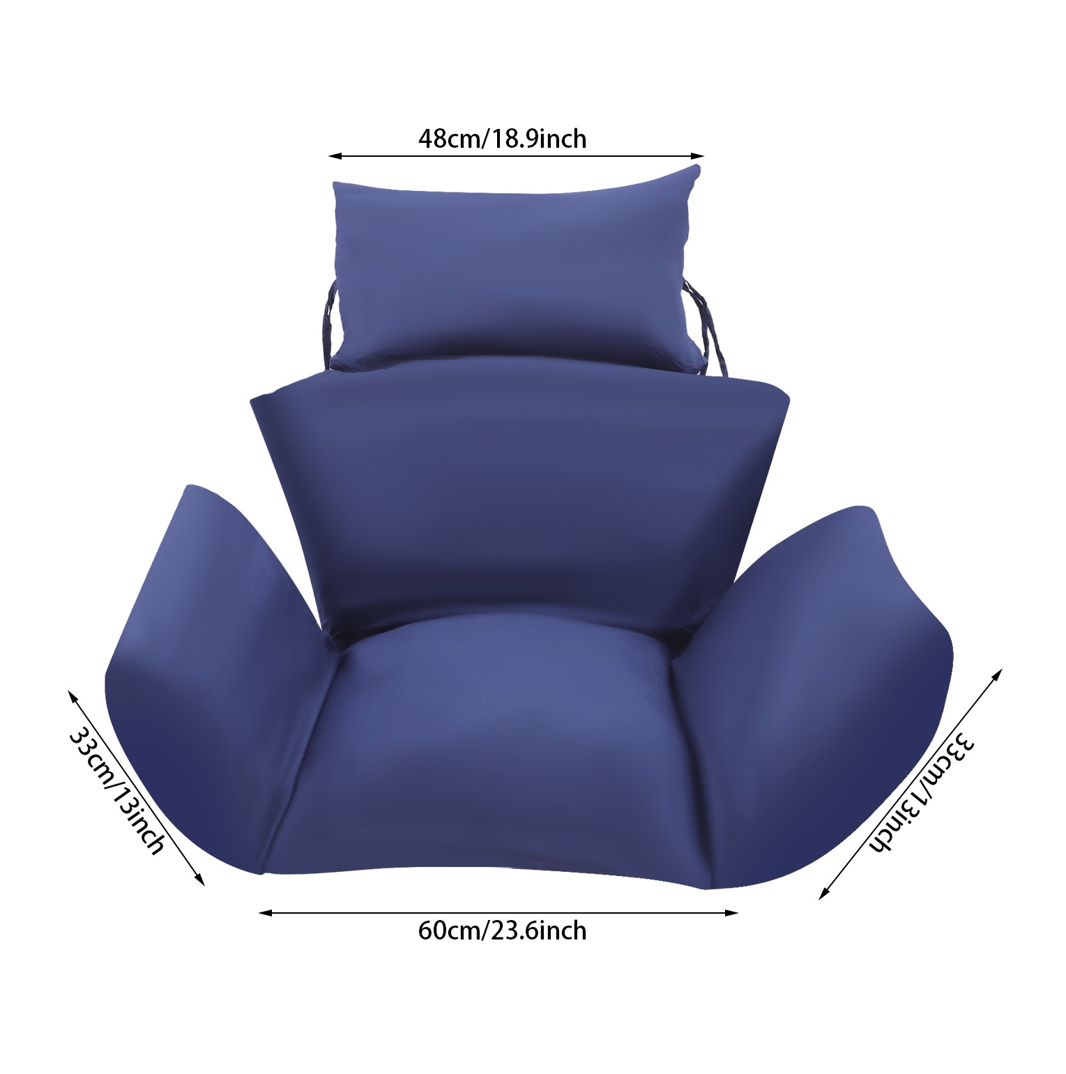 Dark Blue Egg Chair Cushion with Detachable Headrest Replacement Pad Washable