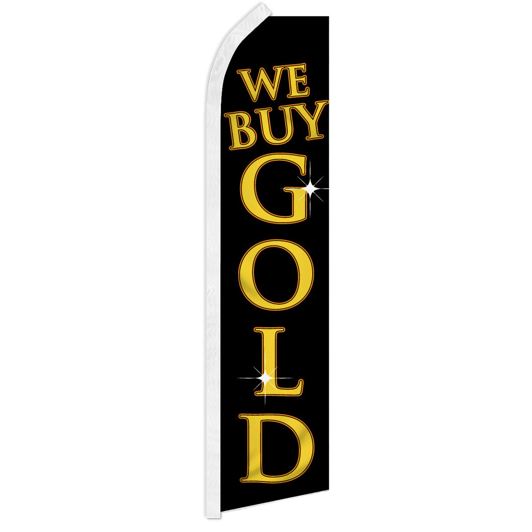 We Buy Gold Black Swooper Flutter Advertising Feather Flag Gold For Cash Service