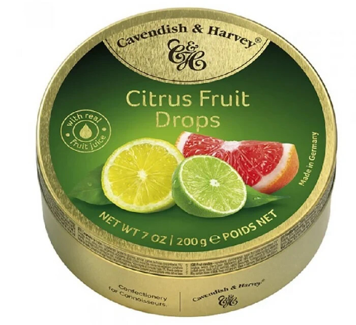 Cavendish & Harvey Mixed Citrus Fruit Premium Drops Candy Made In Germany 7 oz