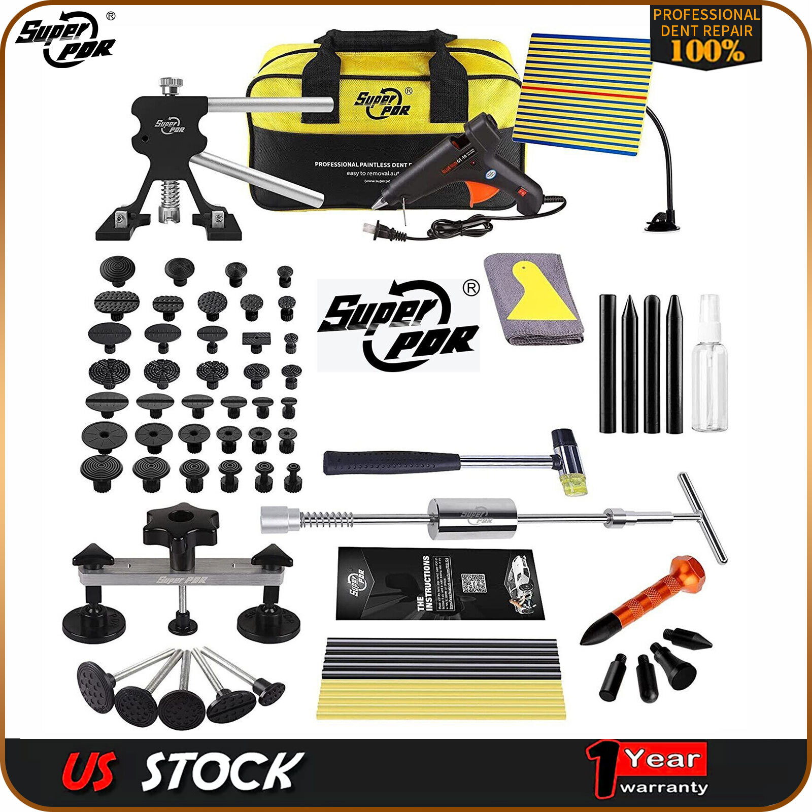 79Pcs PDR Car Body Dent Puller Bridge Lifter Paintless Hail Remover Repair Kit
