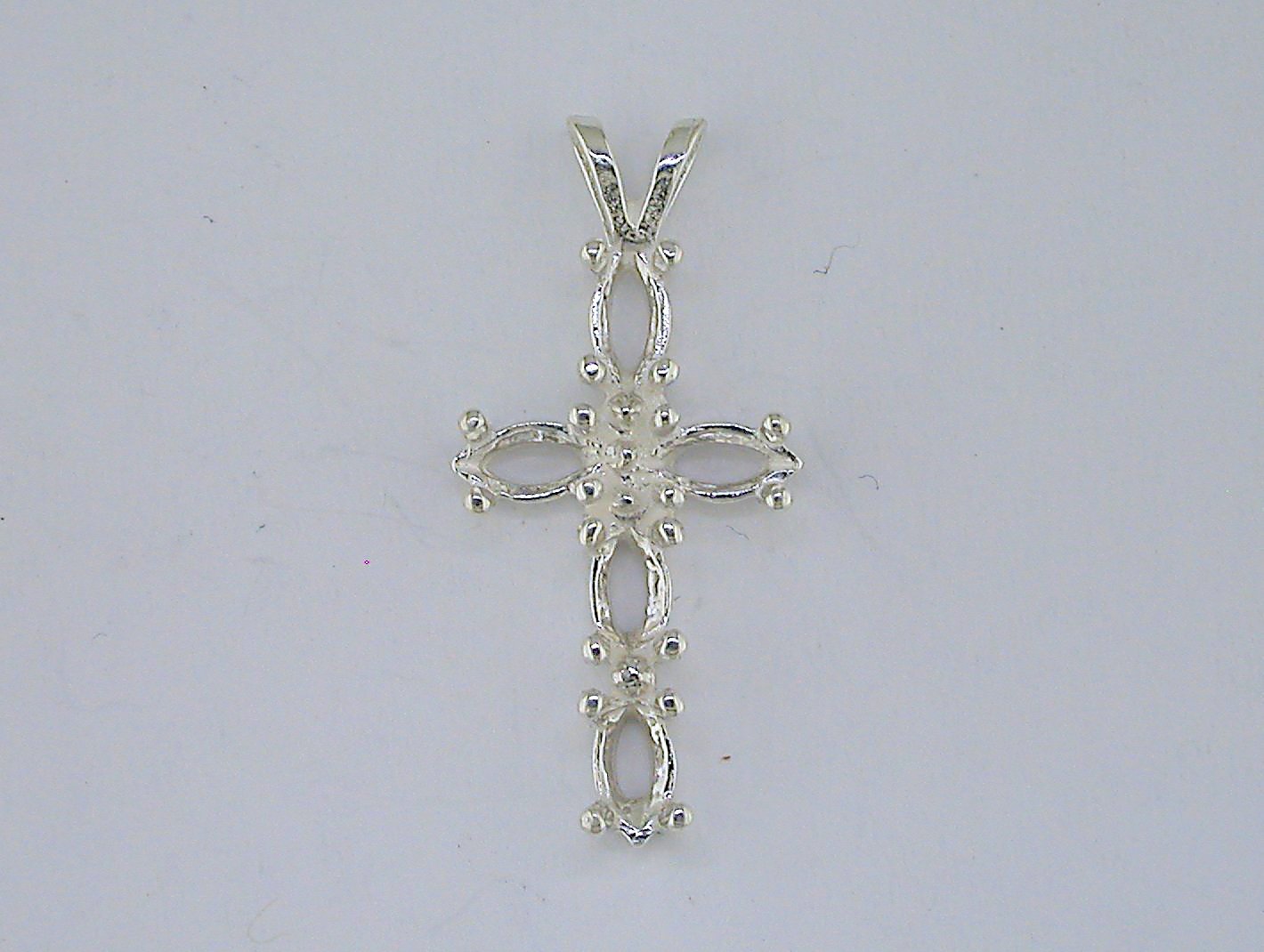 6 x 3 Marquise Cross Pendant Setting Sterling Silver