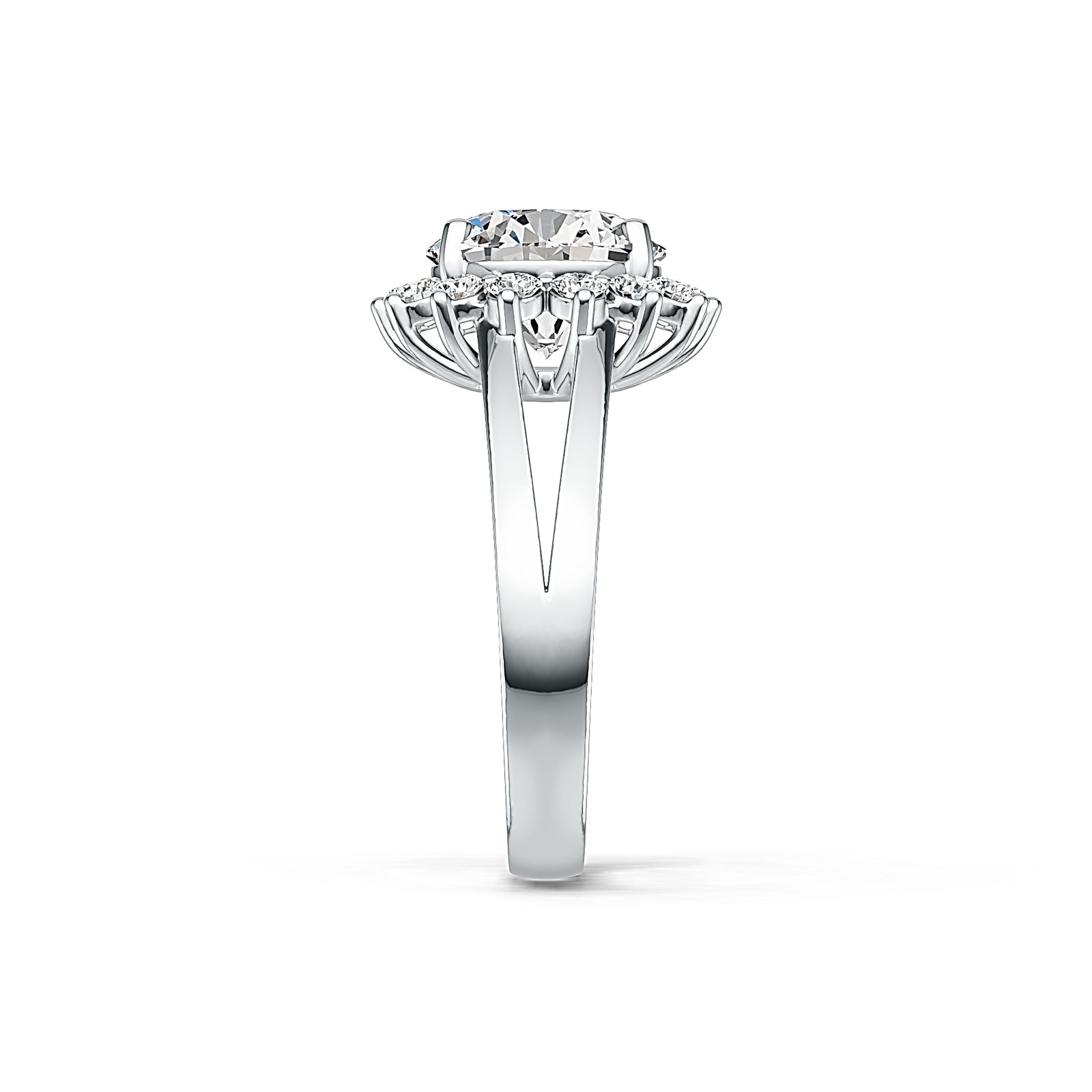 Sterling Silver Semi Mount Ring Setting Round RD 8x8mm Halo Split Shank