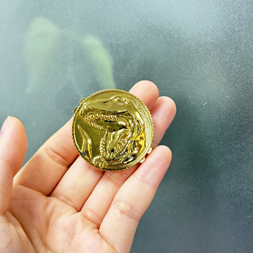 91-93 T-REX Tyrannosaurus Power Metal Badge Gold Ranger Morpher Cosplay